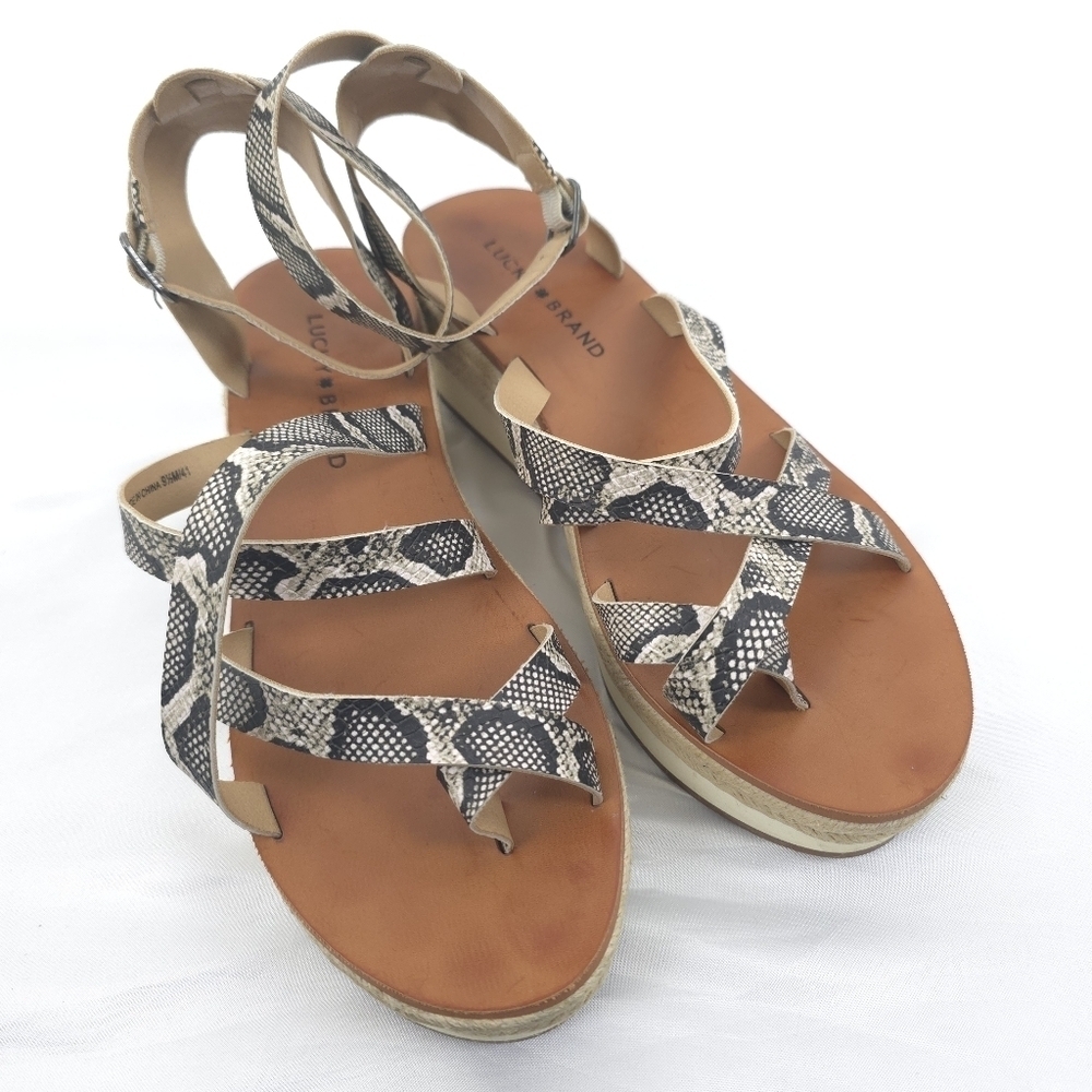 LUCKY Brand Jakina Natural Alamera Wedge Sandals Size 9.5M - Picture 6 of 15